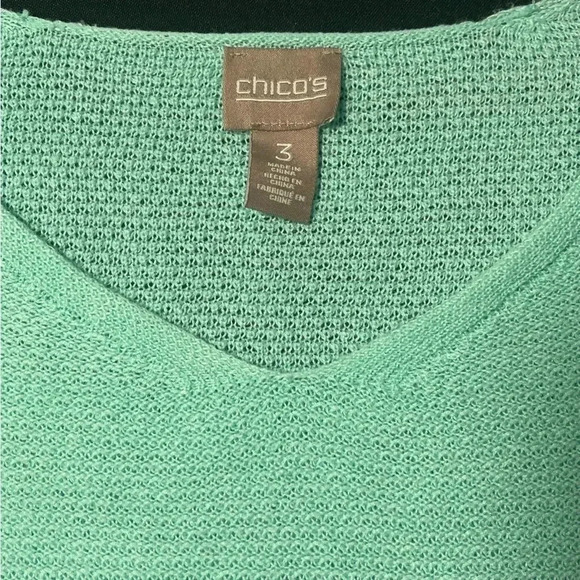Chico’s size 3 (16) linen blend half-sleeve v-neck sweater - Picture 7 of 10